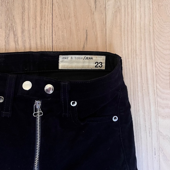 Rag & Bone Dojo High Waist Velvet Ankle Skinny Pants in Black in Size 24 - Picture 4 of 6
